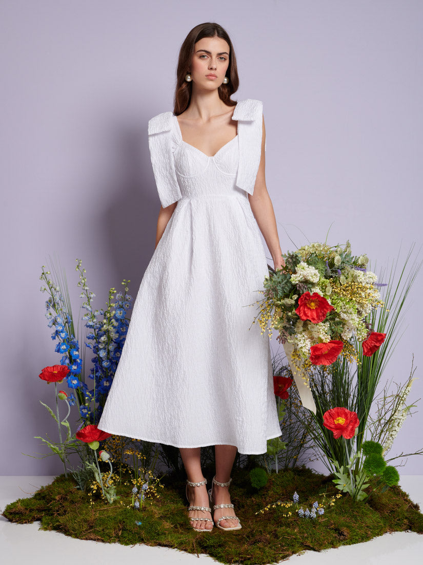 DREAM Prairie Bow Jacquard Midi Dress
