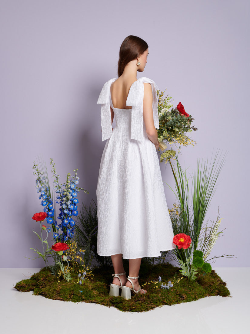 DREAM Prairie Bow Jacquard Midi Dress