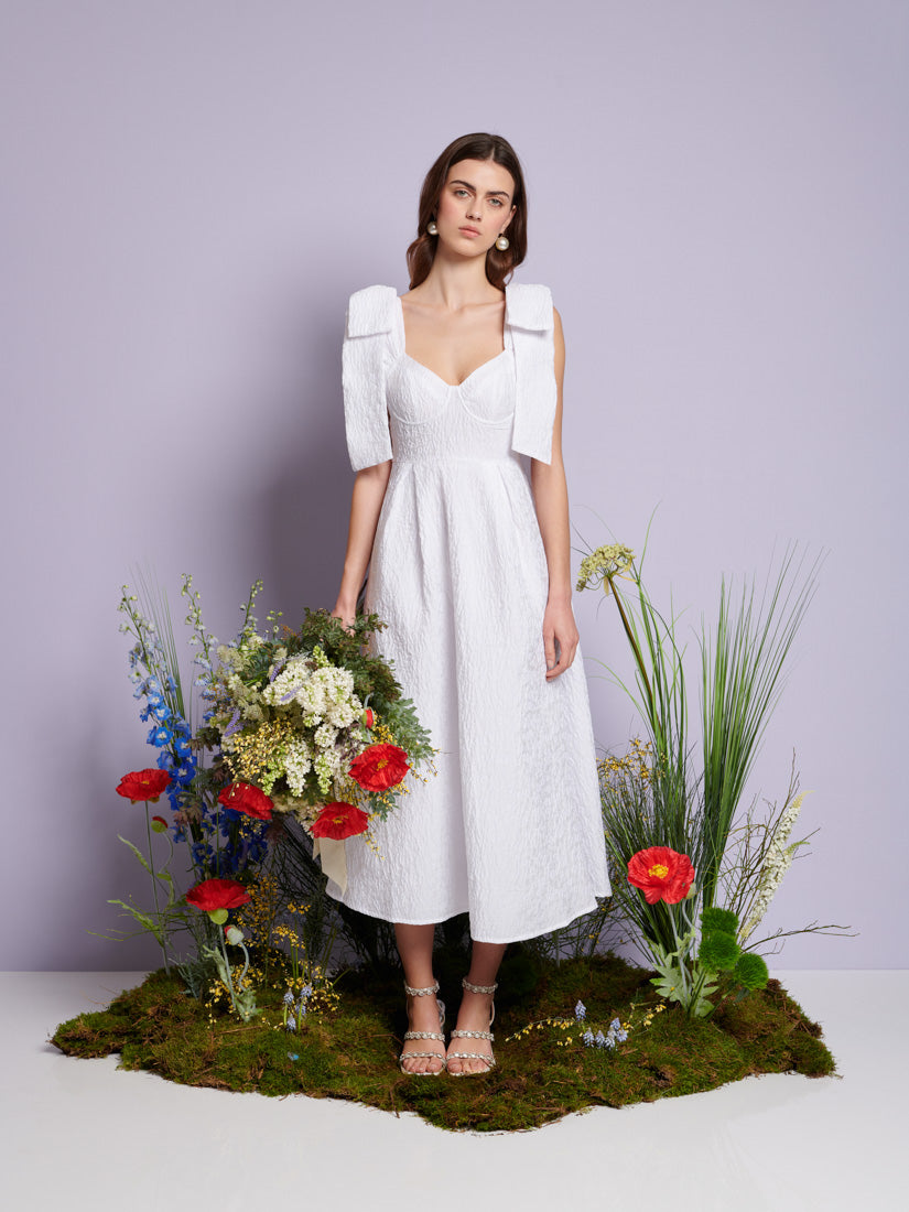 DREAM Prairie Bow Jacquard Midi Dress