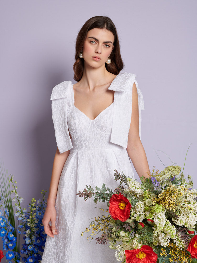 DREAM Prairie Bow Jacquard Midi Dress