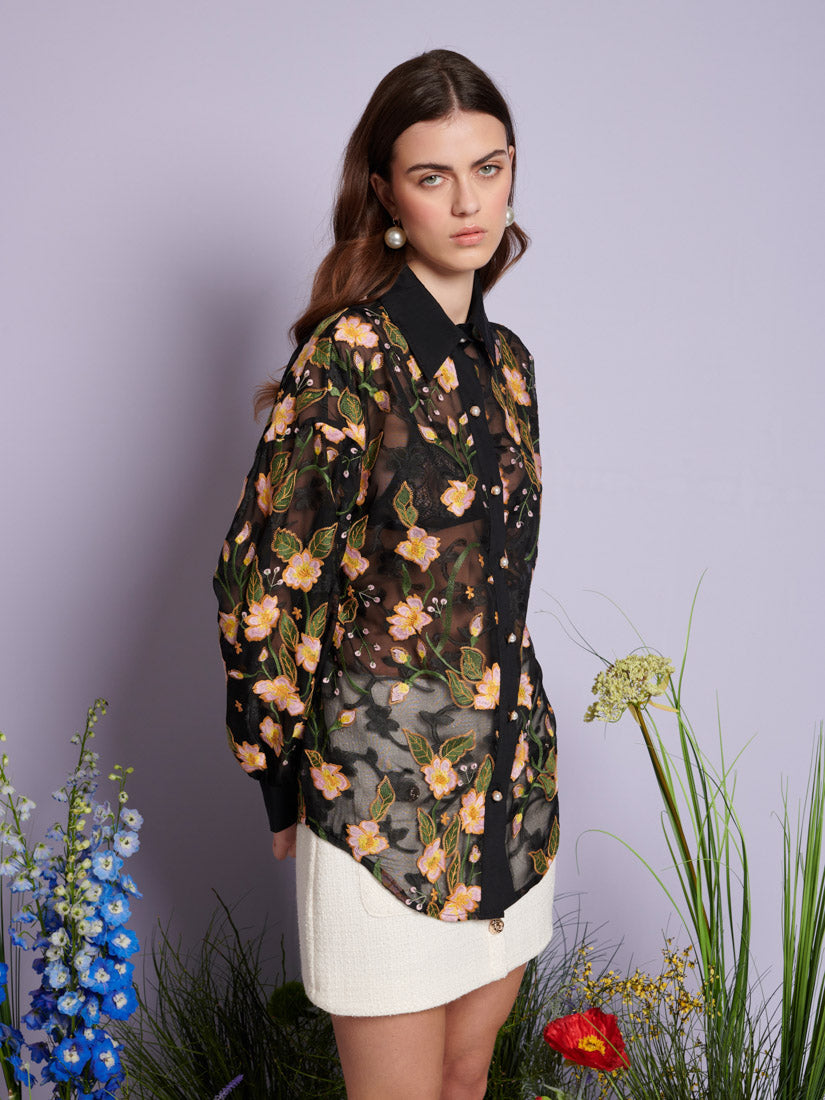 <b>DREAM</b> Wood Lily Embroidered Shirt