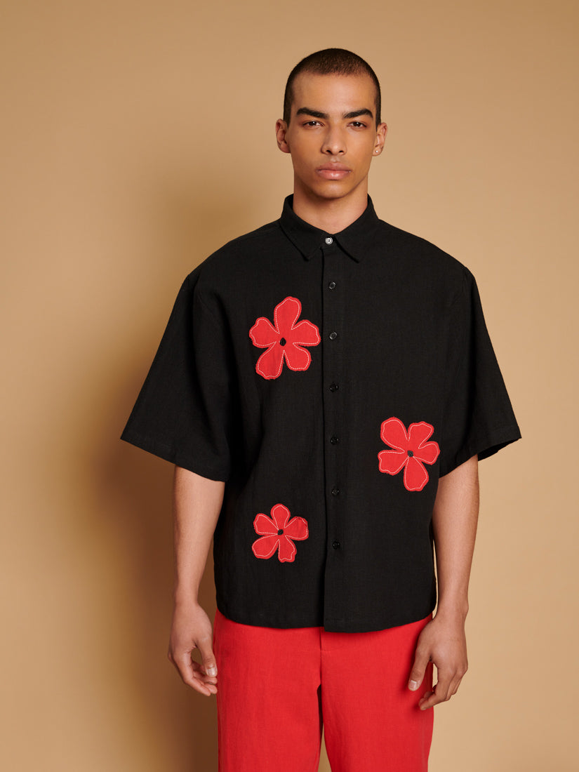 Camelia Applique Boxy Shirt