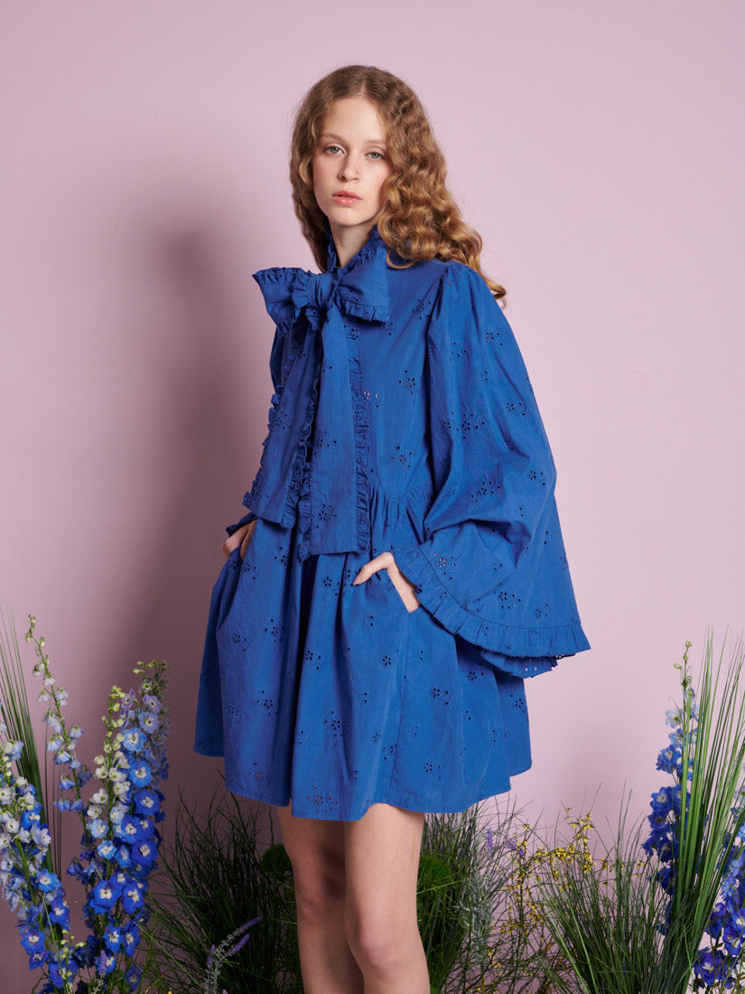 Meadow Sage Bow Mini Dress