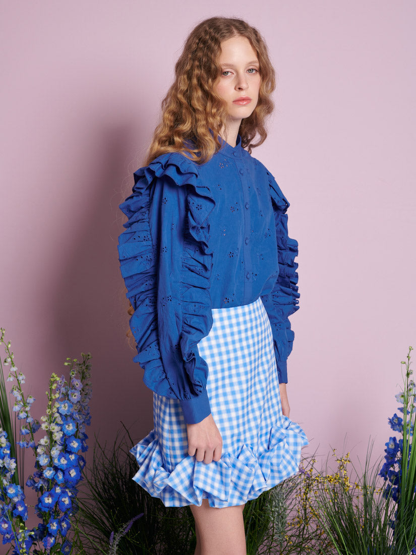 Meadow Sage Ruffle Blouse