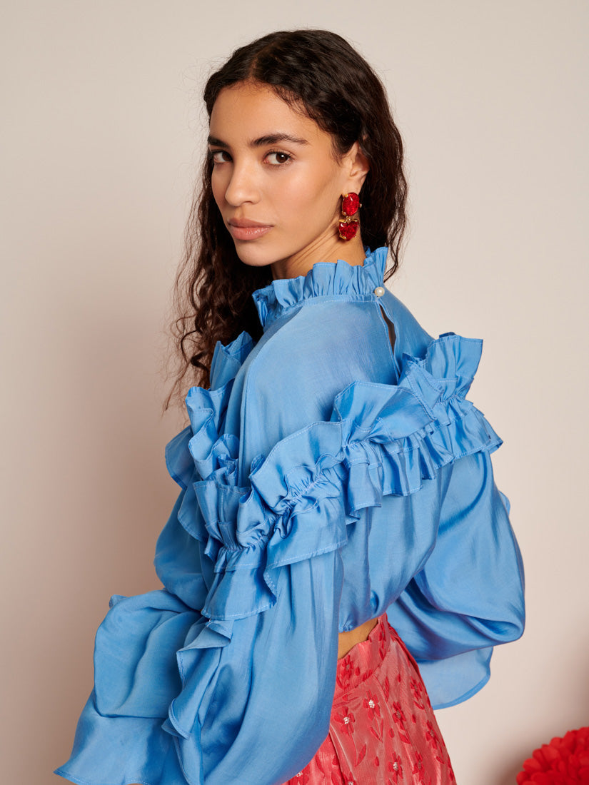 Musica Ruffled Cropped Top