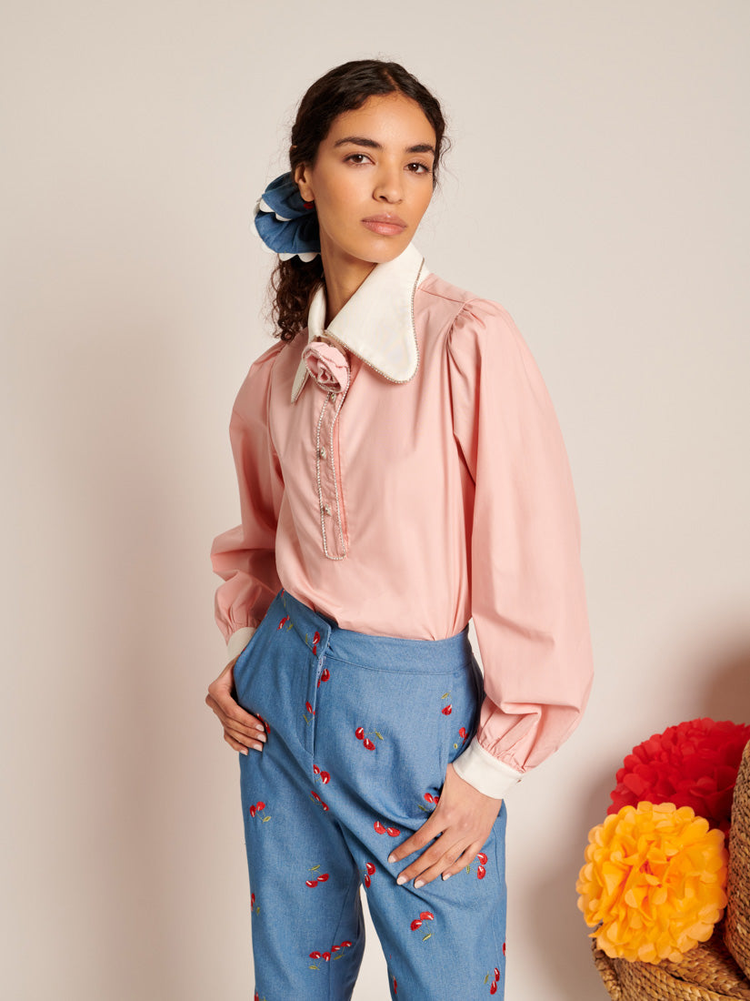 Passiflora Contrast Collar Blouse