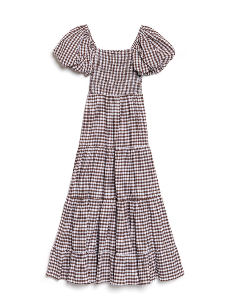Pollen Gingham Midi Dress