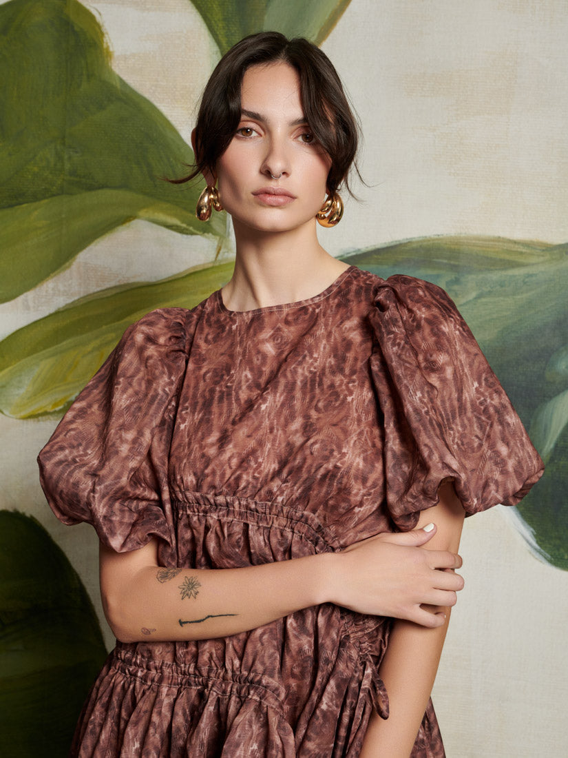 Ghospell Dare Printed Ruched Dress