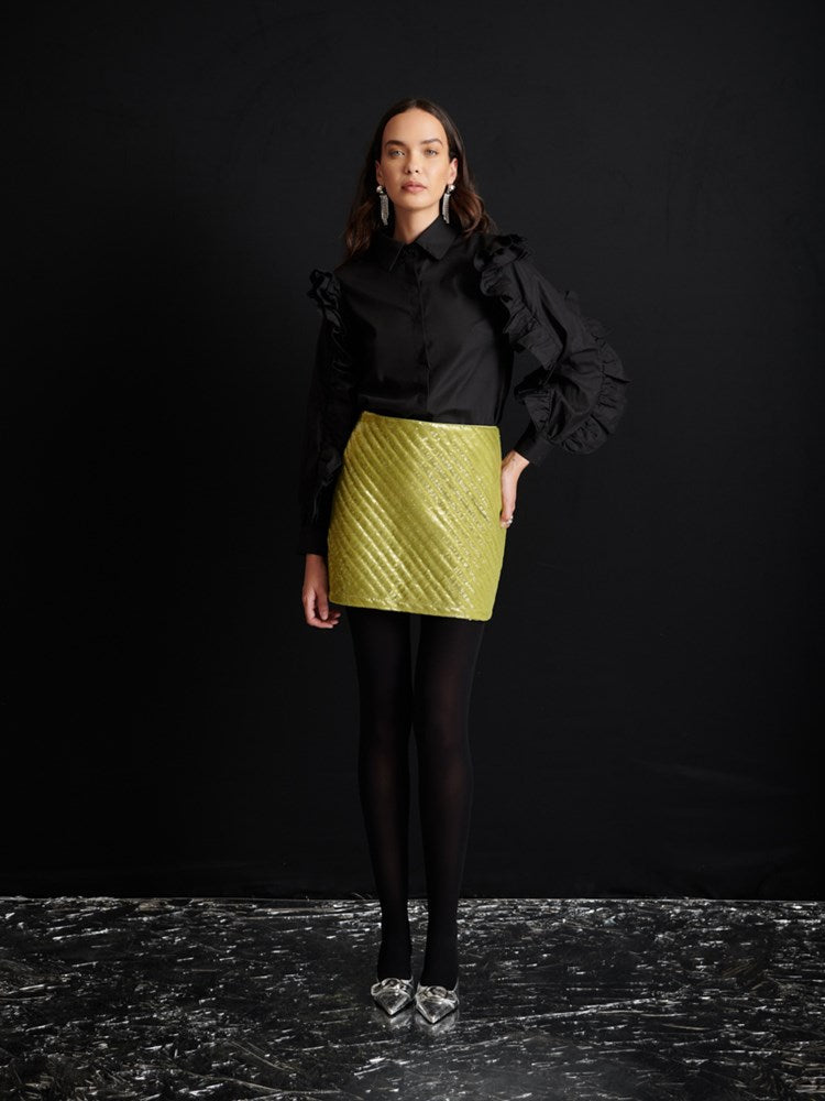 Ghospell Xyla Padded Sequin Mini Skirt