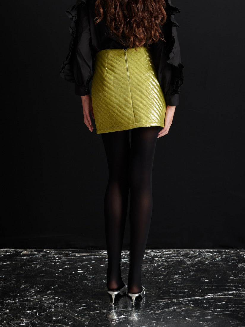 Ghospell Xyla Padded Sequin Mini Skirt
