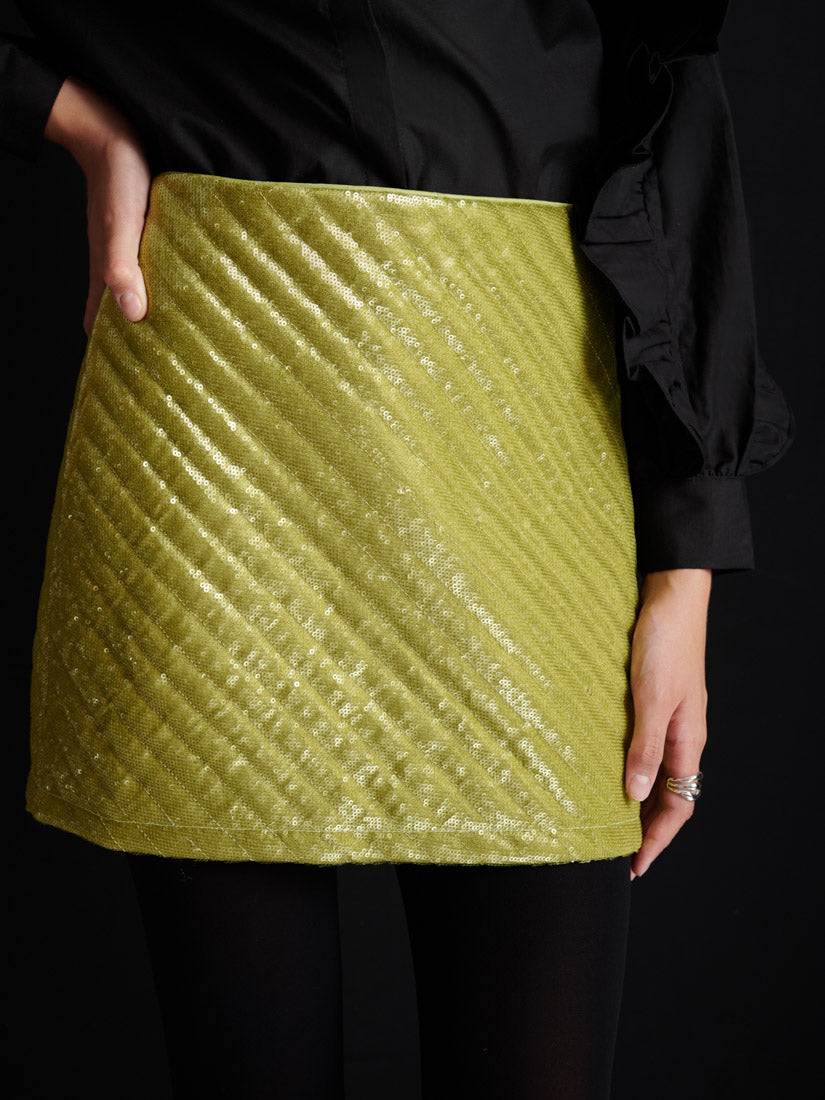 Ghospell Xyla Padded Sequin Mini Skirt